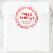 Red Wreath Prettige feestdagen Return Address Stic Ronde Sticker (Tas)