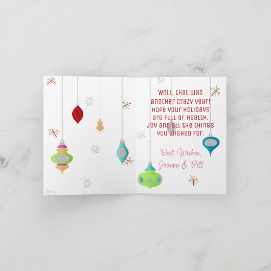 Red Wreath Retro kerstkaart Kaart (Binnen)