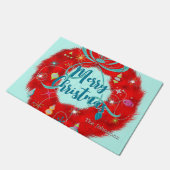 Red Wreath Retro Kerstmis Deurmat (Schuin)