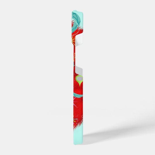 Red Wreath Retro Kerstmis iPhone Hoesje (Linkerkant)