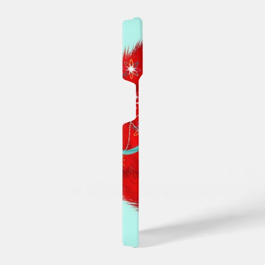 Red Wreath Retro Kerstmis iPhone Hoesje (Rechterkant)