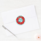 Red Wreath Retro Kerstmis Ronde Sticker (Envelop)