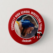 Red Wrestling Team Photo High School Wrestler Ronde Button 5,7 Cm (Voorkant)