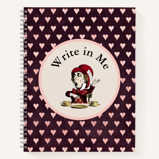 Red Write in me Mad Hatter Alice in Wonderland Notitieboek (Voorkant)