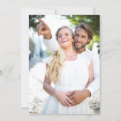 Red Writing Blue Stripes Retro Wedding Photo Bedankkaart (Achterkant)