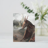 Red Wyvern Dragon Knight Castle Landschap Briefkaart (Staand voorkant)