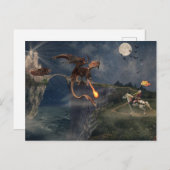 Red Wyvren Dragon VS Knight Briefkaart (Voorkant / Achterkant)