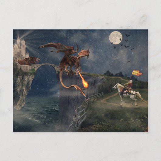 Red Wyvren Dragon VS Knight Briefkaart (Voorkant)