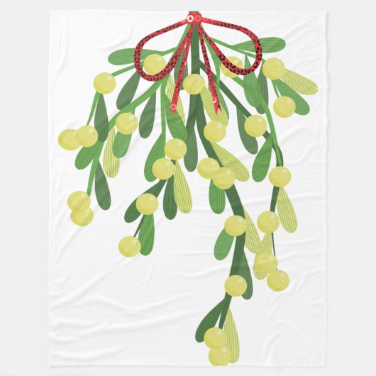red xmas mistletoe blanket fleece deken (Voorkant)