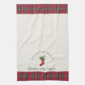 Red Xmas Stocking Gepersonaliseerd familienaam Ker Theedoek (Verticaal)
