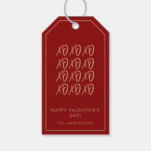 Red XOXO Faux Gold Valentijnsdag Cadeaulabel