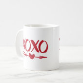 Red XOXO Heart Arrow Coffee Mok (Voorkant links)