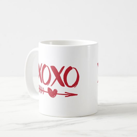 Red XOXO Heart Arrow Coffee Mok (Voorkant links)