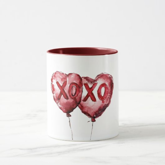 Red XOXO Heart Balloons Love Valentine Mok (Midden)