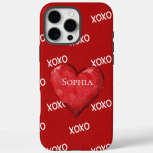 Red XOXO Heart iPhone 16 Pro Max Hoesje
