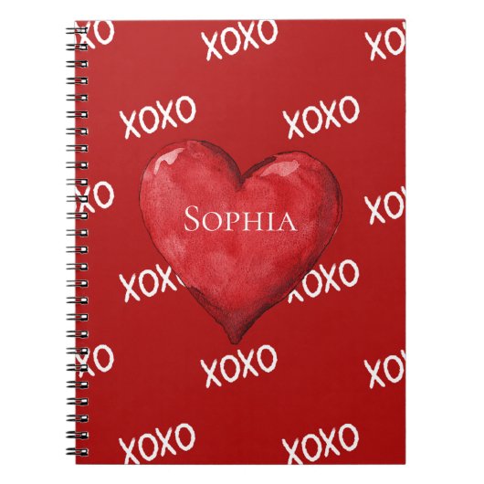 Red XOXO Heart Notitieboek (Voorkant)