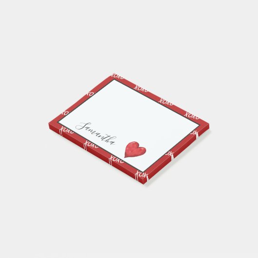 Red XOXO Heart Post-it® Notes (Schuin)