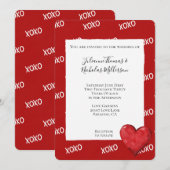 Red XOXO Heart Wedding Kaart (Voorkant / Achterkant)