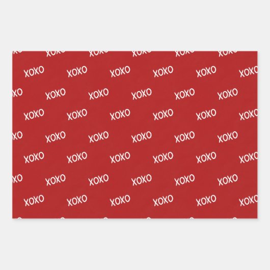Red XOXO Hearts Wedding Inpakpapier Vel (Voorkant)