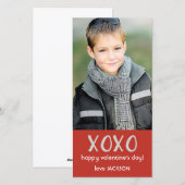 Red XOXO Valentijn Photo Card Feestdagenkaart (Voorkant / Achterkant)