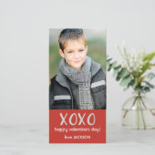 Red XOXO Valentijn Photo Card Feestdagenkaart (Staand voorkant)