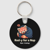 Red-y For A Nap Cute Sleepy Red Panda Kawaii Sleutelhanger (Voorkant)