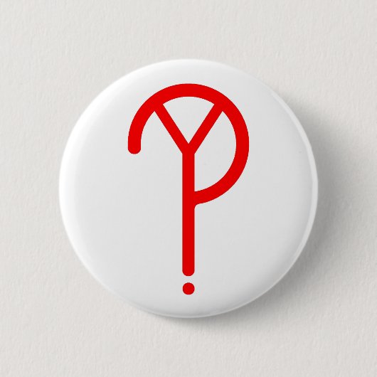 Red Y? Symbool- op wit Ronde Button 5,7 Cm (Voorkant)