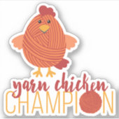 Red Yarn Chicken Champion Eigen Stickers (Voorkant)