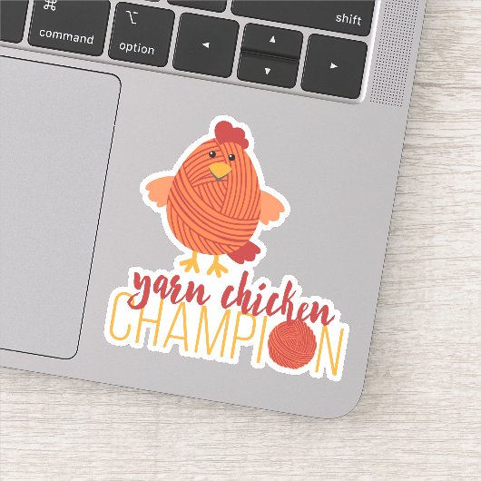 Red Yarn Chicken Champion Eigen Stickers (Detail)