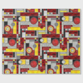 Red Yellow Art Deco Glas in lood Cadeaupapier (Vlak)