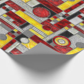 Red Yellow Art Deco Glas in lood Cadeaupapier (Hoek)