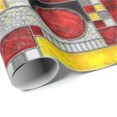 Red Yellow Art Deco Glas in lood Cadeaupapier (Rol Hoek)