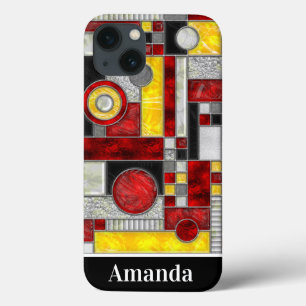 Red Yellow Art Deco Glas in lood Case-Mate iPhone Case