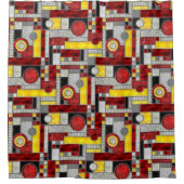 Red Yellow Art Deco Glas in lood Douchegordijn (Voorkant)