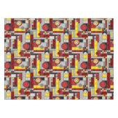 Red Yellow Art Deco Glas in lood Tafelkleed (Voorkant (Horizontaal))