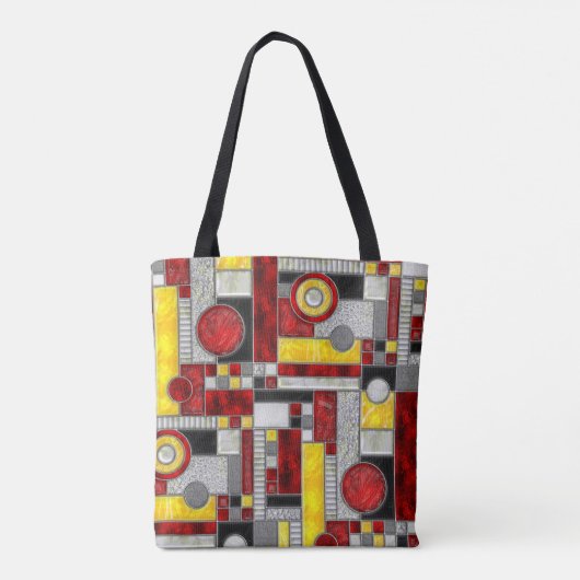 Red Yellow Art Deco Glas in lood Tote Bag (Achterkant)