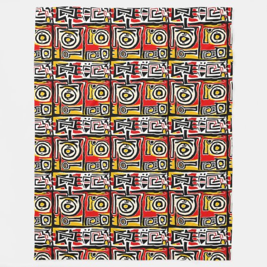 Red Yellow Black Abstract Afrikaanse tribaal Fleece Deken (Voorkant)