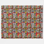 Red Yellow Black Abstract Afrikaanse tribaal Fleece Deken (Voorkant (Horizontaal))