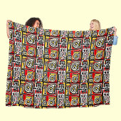 Red Yellow Black Abstract Afrikaanse tribaal Fleece Deken