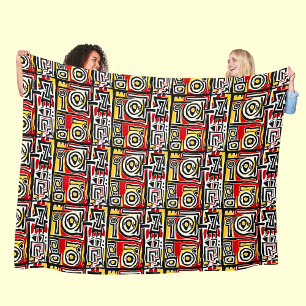 Red Yellow Black Abstract Afrikaanse tribaal Fleece Deken