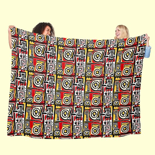 Red Yellow Black Abstract Afrikaanse tribaal Fleece Deken