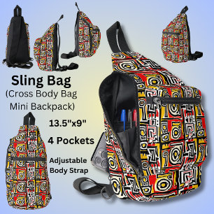Red Yellow Black Abstract Afrikaanse tribaal Sling Bag
