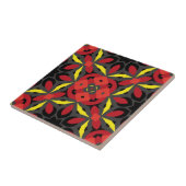Red Yellow Black Etnici Arabesque Mosaic Boho Chic Tegeltje (Zijkant)