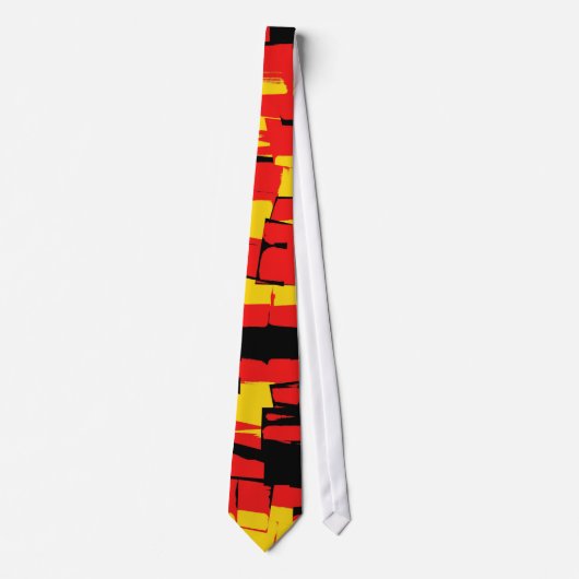 Red Yellow Black Retro Abstracte kunst schilderen Stropdas (Voorkant)