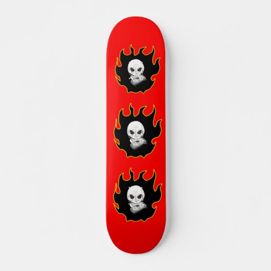 Red Yellow Black White Skull Money Death Fire Persoonlijk Skateboard (Voorkant)