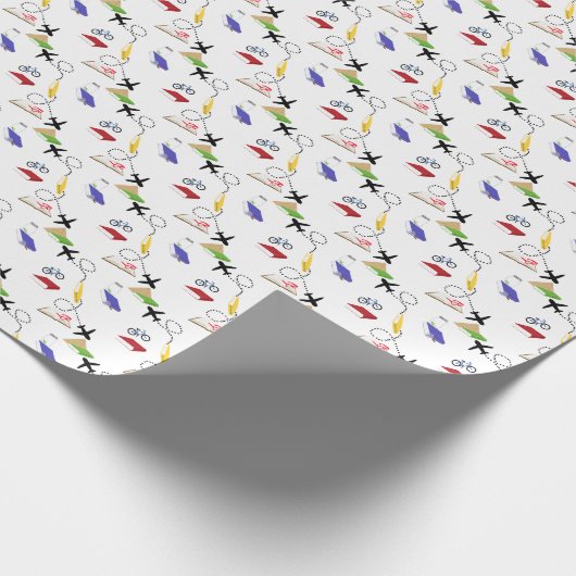 Red Yellow Blue Airplane Bicycle Cadeaupapier (Hoek)