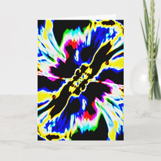 Red Yellow Blue Aqua op zwarte Abstracte ventilato Kaart (Voorkant)