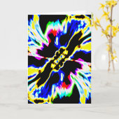 Red Yellow Blue Aqua op zwarte Abstracte ventilato Kaart (Gele Bloem)