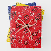 Red Yellow Blue Bandana Classic Pattern Fun Inpakpapier Vel (In situ)