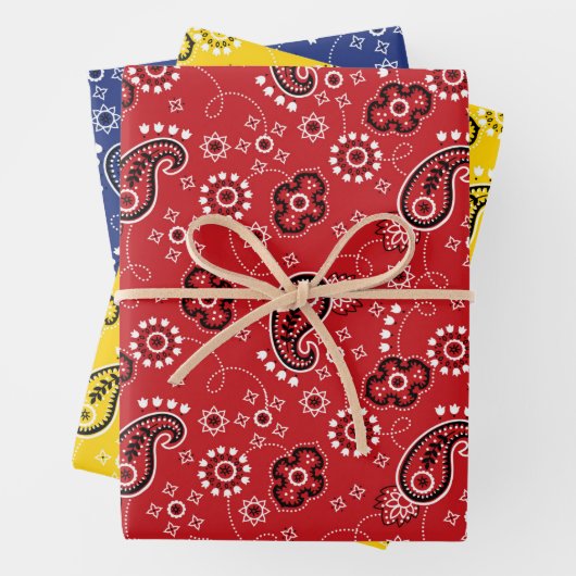 Red Yellow Blue Bandana Classic Pattern Fun Inpakpapier Vel (In situ)